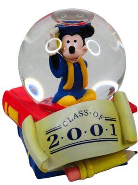 Disney VINTAGE Mickey Mouse Class of 2001 Mini Snow Globe, 3" high